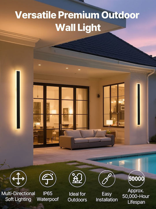 Vevor Επιτοίχιο Γραμμικό Φωτιστικό LED IP65 8W με Θερμό Λευκό Φως Διπλής Δέσμης 80x8x5εκ.