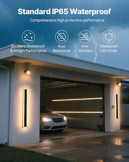 Vevor Wandmontiertes Lineares LED-Außenleuchte IP65 8W mit Warmweißem Licht Doppelstrahl 80x8x5cm