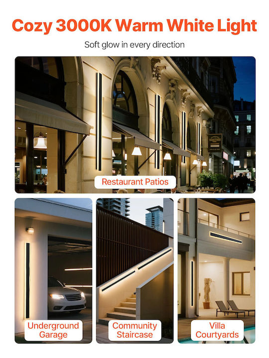 Vevor Wandmontiertes Lineares Beleuchtungsgerät LED IP65 12W mit Warmweißem Licht Doppelstrahl