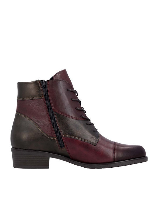 Leather Women's Ankle Boots Burgundy