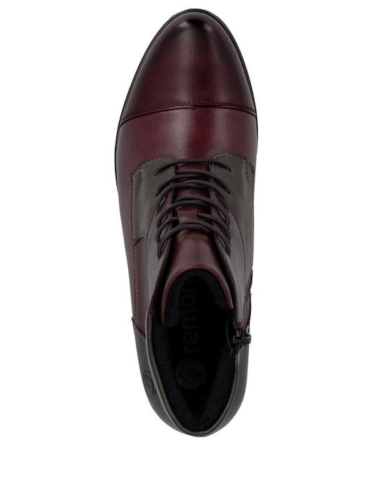 Leather Women's Ankle Boots Burgundy