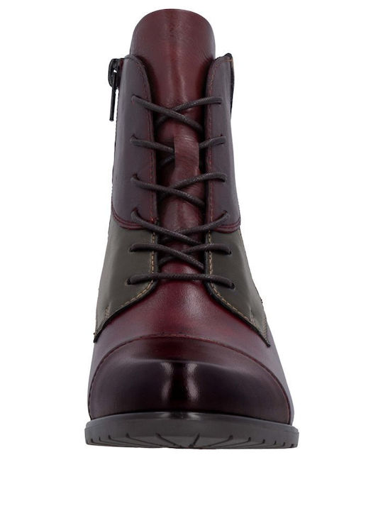 Leather Women's Ankle Boots Burgundy