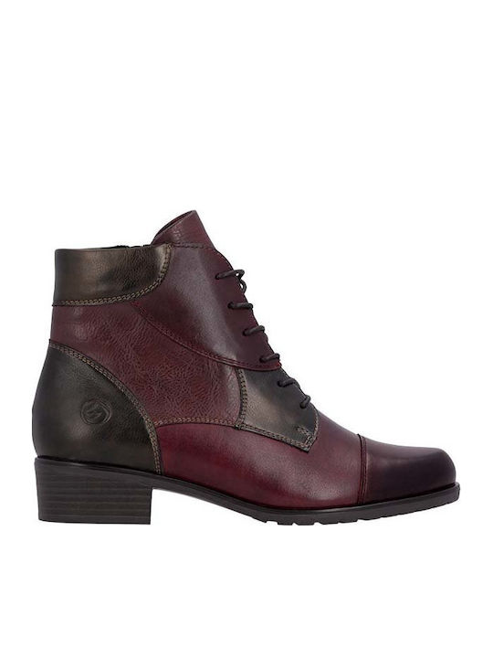 Leather Women's Ankle Boots Burgundy