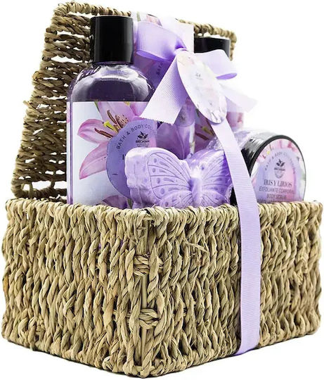 Becasan Basket Set Iris & Lirios Skin Care Set for Body Cleaning 5pcs
