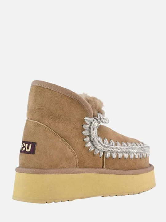 Eskimo Leder Stiefeletten Damen Braun