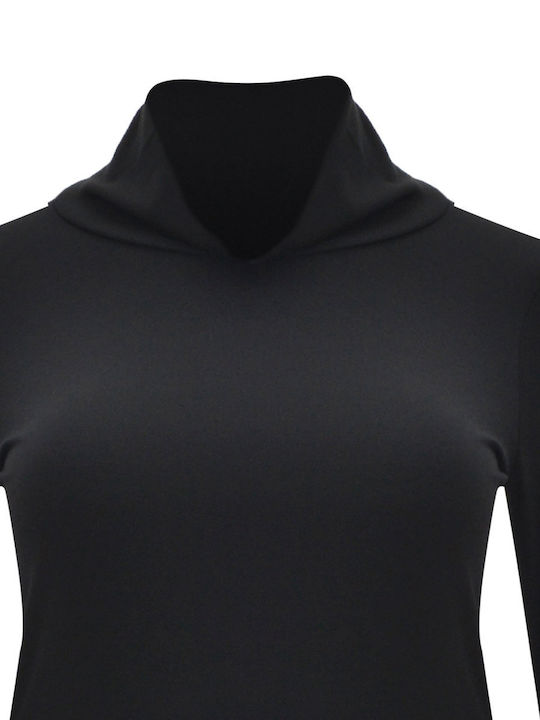 Midi Shirt Dress Dress Turtleneck Black