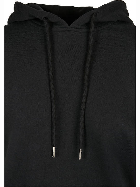 Mini Sportliches Damenkleid Langärmelig mit Kapuze Schwarz