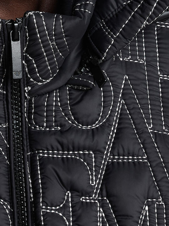Women's Long Lifestyle Jacket for Winter with Hood Silver-black