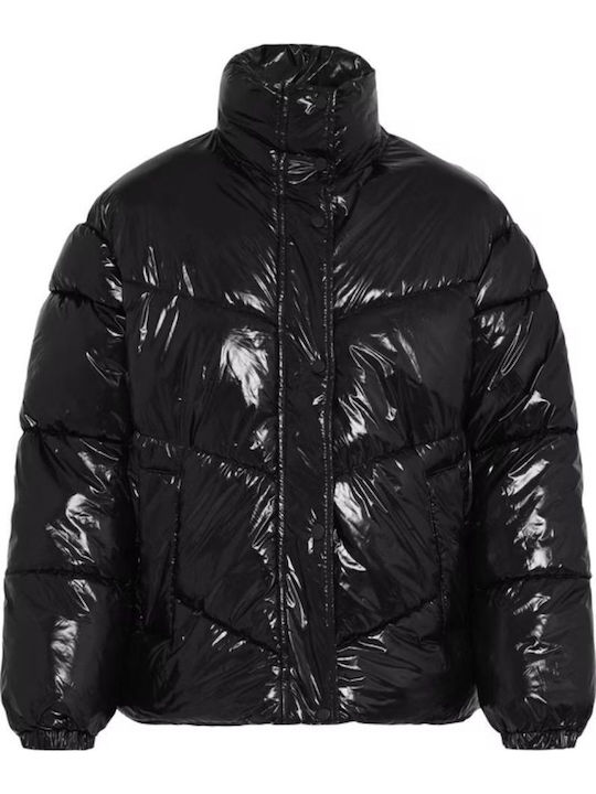 Lang Damen Puffer Jacke für Winter Black