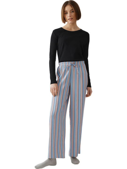 Minerva Winter Damen Pyjama-Hose Pink and yellow