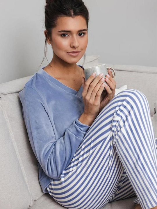 Pastunette Winter Damen Pyjama-Set Striped