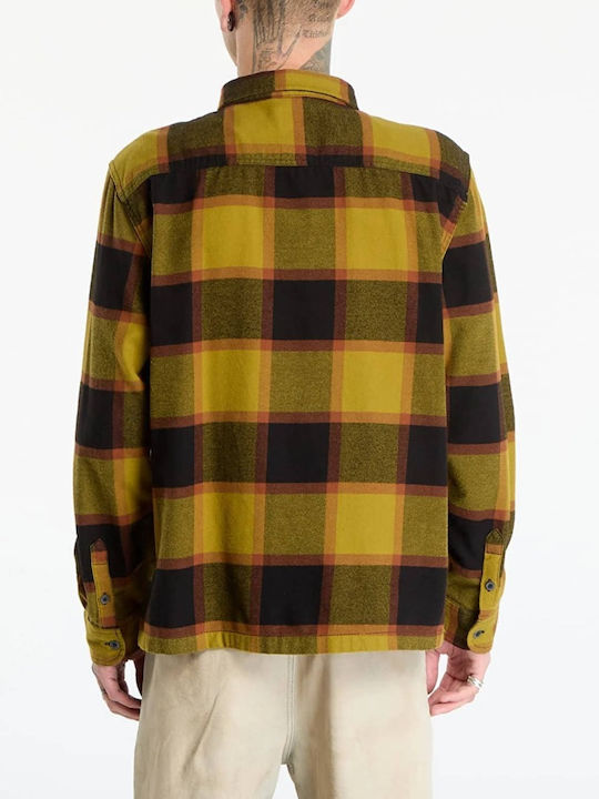 Long-sleeved Flannel Shirt Checked Burnt Gold/black