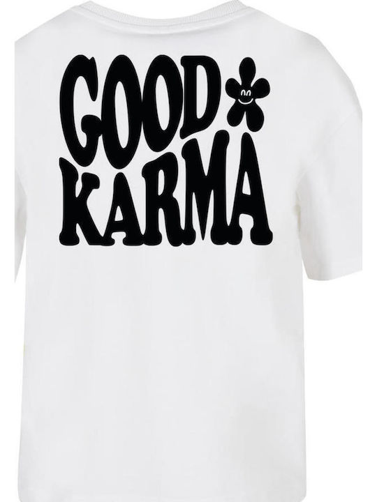 Good Karma Happy Flower Tricou Alb
