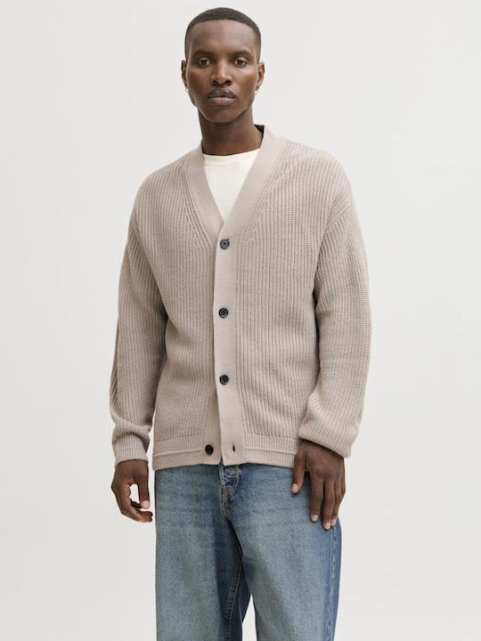 Men's Knitted Cardigan with Buttons Beige