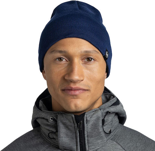 Beanie Unisex Fleece Beanie Knitted in Navy Blue color