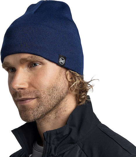 Beanie Unisex Fleece Beanie Knitted in Navy Blue color
