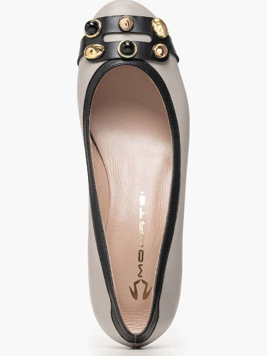 Leather Beige Heels with Strap