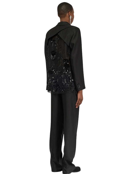 Semicouture Lang Damen Blazer Black mit Pailletten