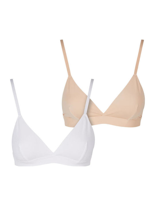 Ladies Basic Unpadded Bra 2-pack White+nude