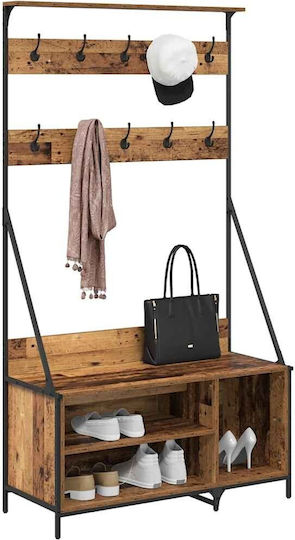 Mobilier de Intrare cu Cuier Old Wood 100x41x184cm