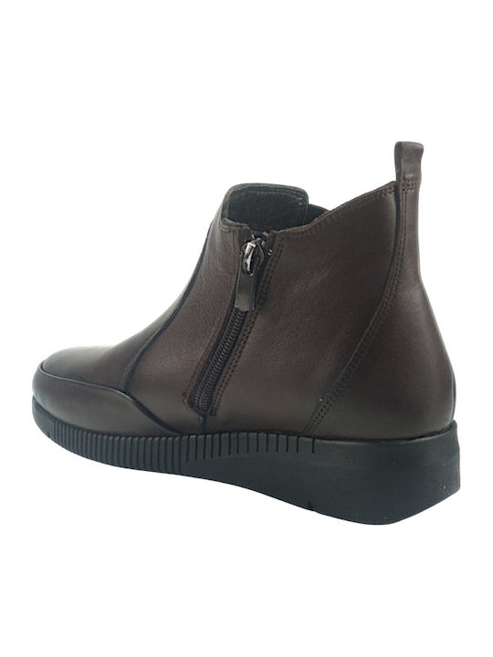 Leder Stiefeletten Damen Braun