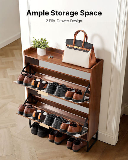 Wooden Shoe Organizer Brown 31.5x9.45x39.37cm