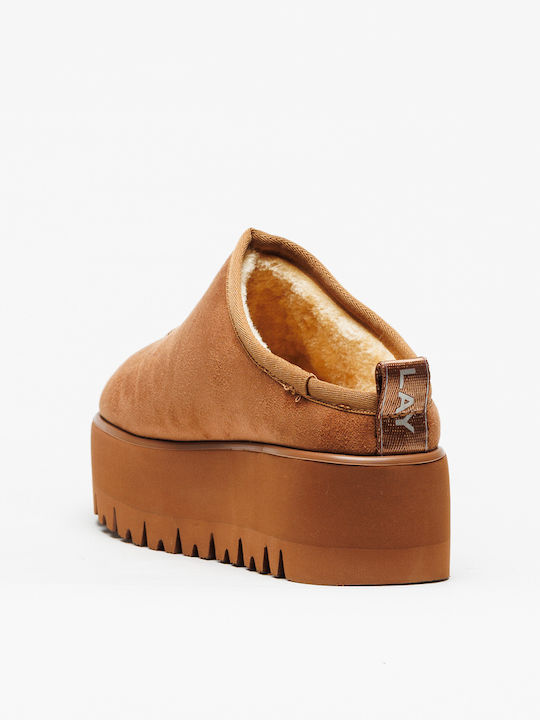 Melrose Open Country Suede Mules με Χοντρό Χαμηλό Τακούνι σε Καφέ Χρώμα