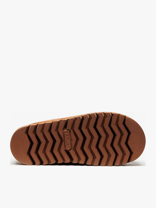 Melrose Open Country Suede Mules με Χοντρό Χαμηλό Τακούνι σε Καφέ Χρώμα