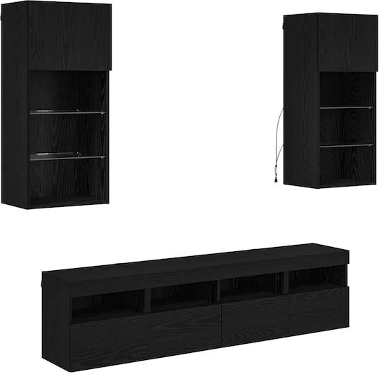 Животно помещение ТВ единица Black Beech с Осветление Д40.5xШ30xВ90бр