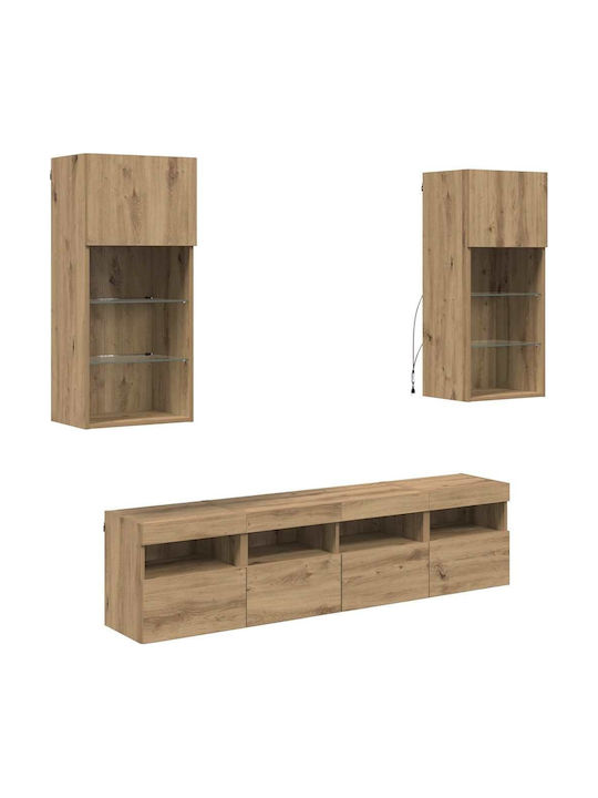 Wohnzimmer TV-Einheit Artisan Oak mit Beleuchtung L40.5xB30xH90cm