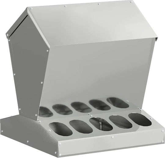 vidaXL Metal Feeder for Hens and Poultry with Capacity 4.65kg 40x40x45cm