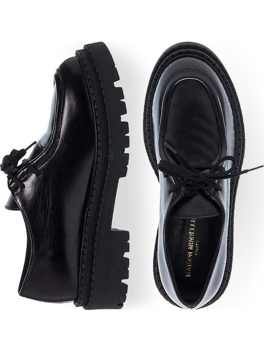 Leather Women's Moccasins in Black Color