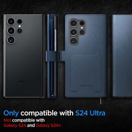 Spigen Портмоне Изкуствена кожа Тъмносин (Galaxy S24+)