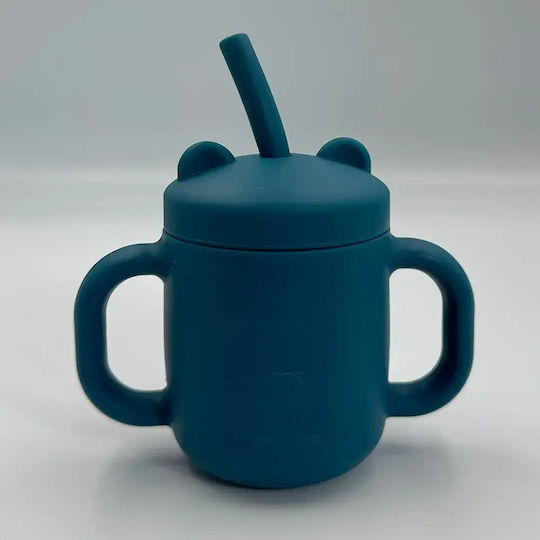 Pandaboo Baby Cup with Handle and Straw made of Silicone Orange