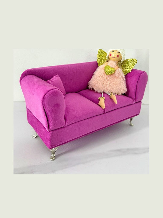Velve Stand Pentru Bijuterii Din Catifea Cu Oglindă Fuchsia 24x13cm