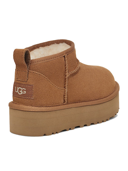 Classic Ultra Mini Suede Παιδικά Μποτάκια Καφέ