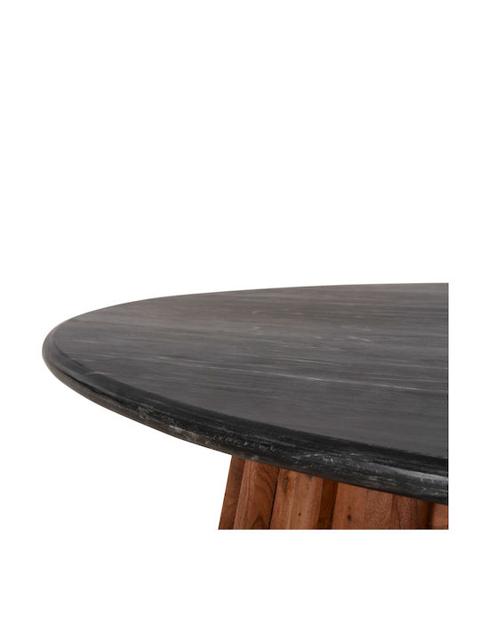Ovales Zentral Kaffeetisch Draxx aus Massivholz Akazie Schwarz Marmor M120xL70xH38cm