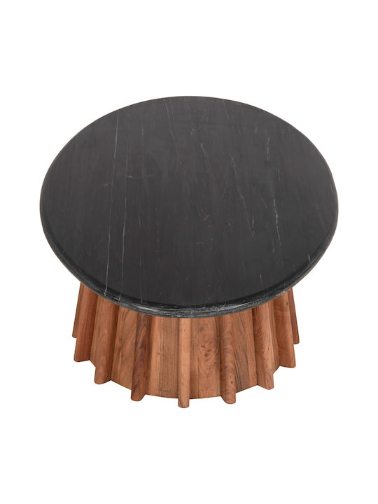 Ovales Zentral Kaffeetisch Draxx aus Massivholz Akazie Schwarz Marmor M120xL70xH38cm