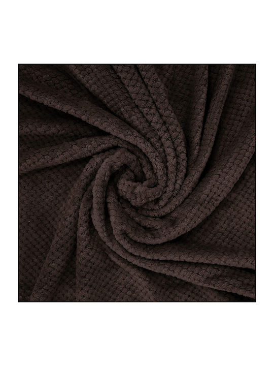 Popcorn Κουβέρτα Fleece Υπέρδιπλη 220x240εκ. Καφέ