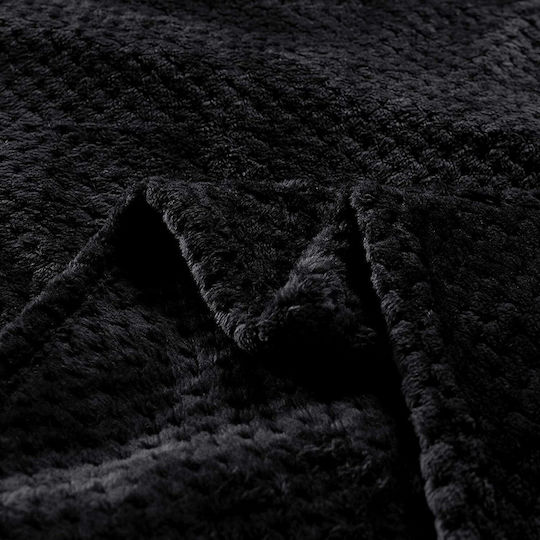 Popcorn Fleece Decke Übergröße 220x240cm Schwarz