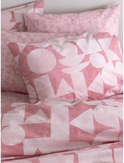 Palamaiki Duvet Cover Set Cotton Queen with 2 Pillowcases 240x250 Fashion Life Fl6289 Pink