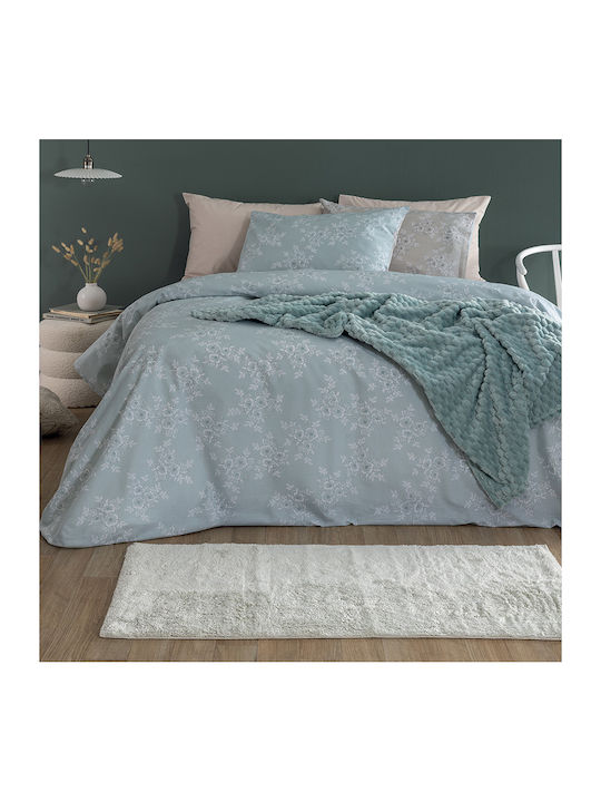 Palamaiki Duvet Cover Set Cotton Queen with 2 Pillowcases 240x250 Fashion Life Fl6280 Green