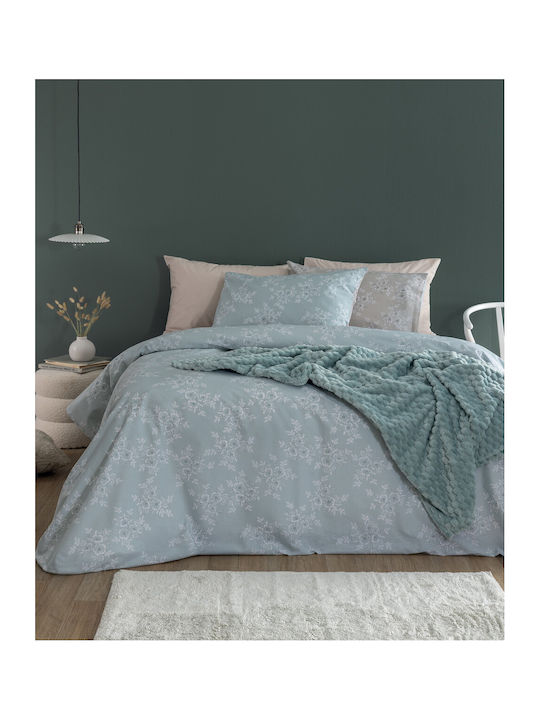 Palamaiki Duvet Cover Set Cotton Queen with 2 Pillowcases 240x250 Fashion Life Fl6280 Green