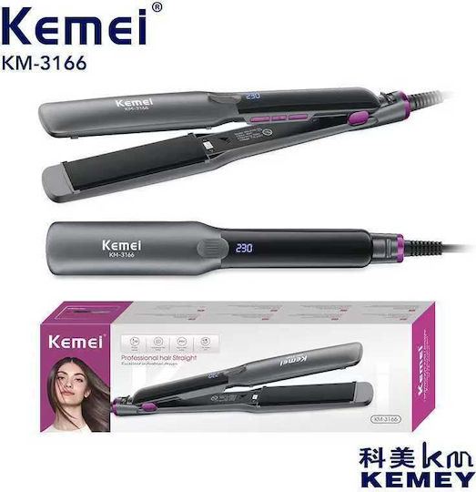 Kemei KM-3166 Πρέσα Μαλλιών με Κεραμικές Πλάκες 40W
