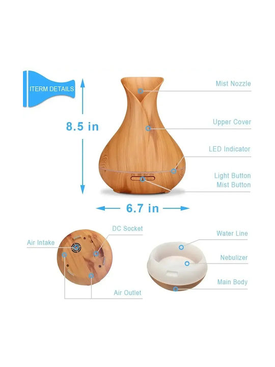 Ultraschall-Luftbefeuchter & Aromatherapie mit LED-Beleuchtung 550ml Aroma-Diffuser 7 LED-Farben Dunkelbraun