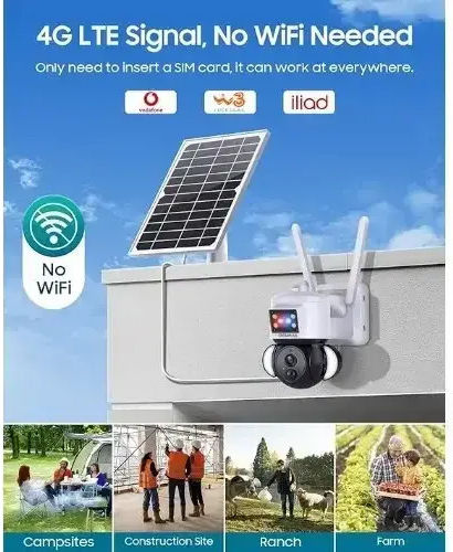 Andowl Q-SX66 IP Surveillance Camera 4G 4K Waterproof Battery Powered