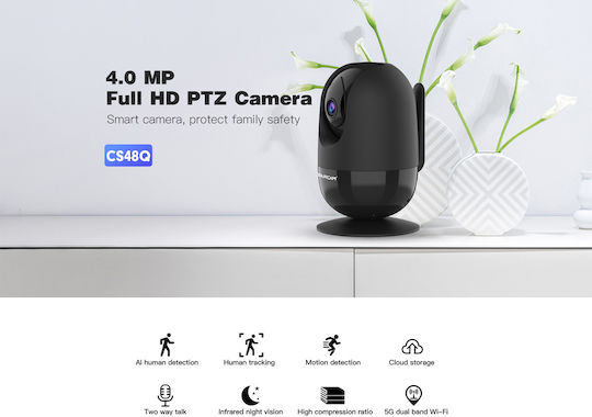 Vstarcam CS48Q IP Камера за наблюдение Wi-Fi Full HD+ 4MP с Двупосочна Комуникация и Обектив 4мм Черен