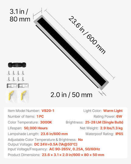 Vevor Wandmontiertes Lineares Beleuchtungsgerät LED IP65