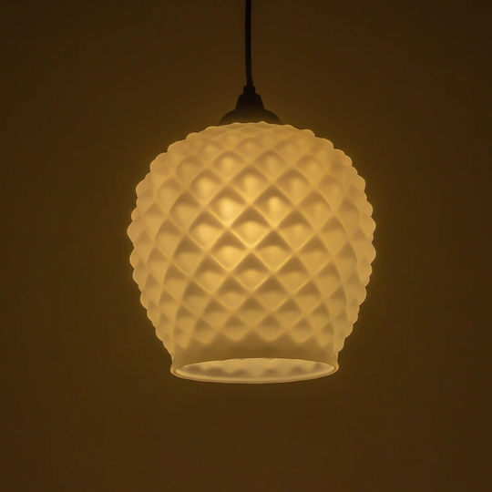 GloboStar Kegel Pendant Light White with Crystals for Socket E27 19x19x19cm