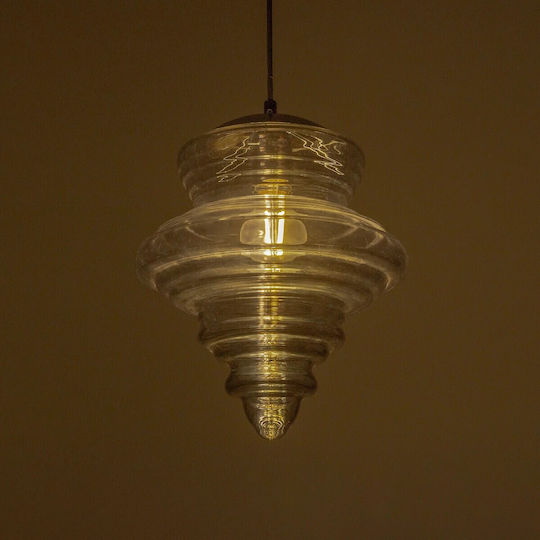 GloboStar Corte Pendant Light Black with Crystals for Socket E27 25x25x30cm